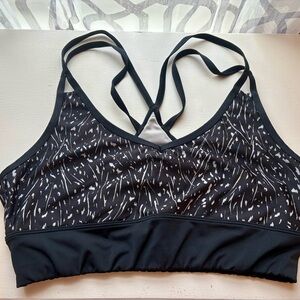 Balance Collection Black and White Sports Bra with Crisscross Straps